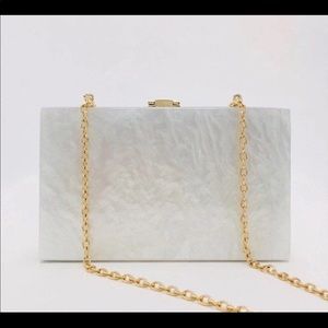 NWOT Pearl white acrylic clutch